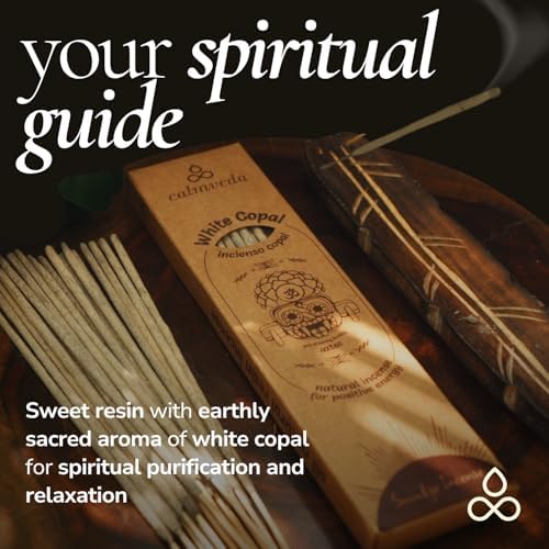 CALMVEDA White Copal Incense Sticks - 24 Pack, Natural Resin, Charcoal Free