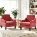 Set of 2 Accent Chair for Living Room,Mid-Century Arm Chair Chenille Fabric Living Room Chairs,Upholstered Reading Chair for Bedroom,Single Sofa Chair with Wood Legs for Apartment (Orange)