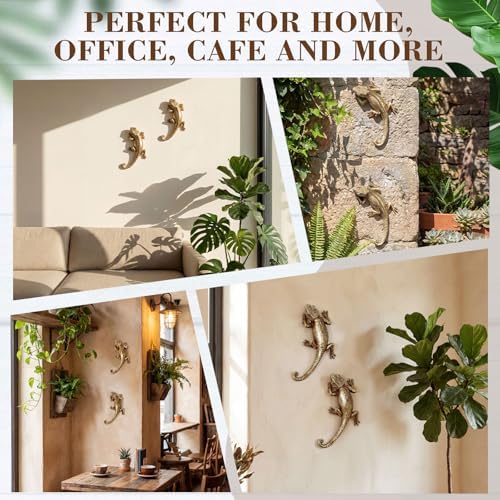 Kathfly 2 Pcs Gold Insect Wall Decor, Lizard Resin Sculpture
