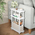 Apicizon Narrow Side Table with Fabric Basket, 3-Tier End Table, White