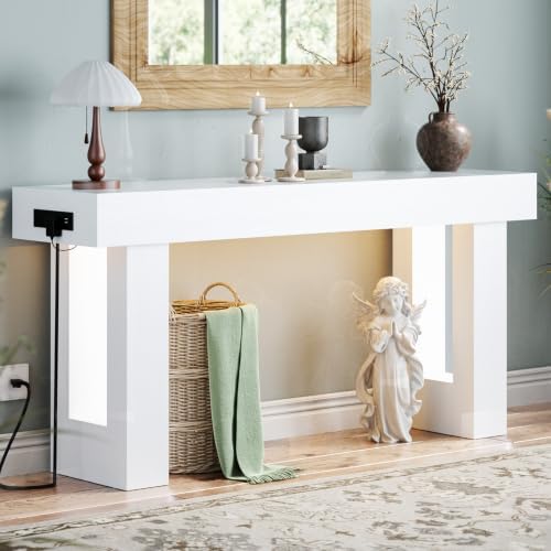 Unikito 63" Console Table with Sensor Light & AC Outlets with USB-C Ports