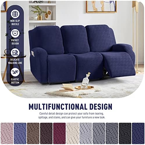 KinCam Recliner Sofa Covers, Stretch Reclining Cover, Dark Blue