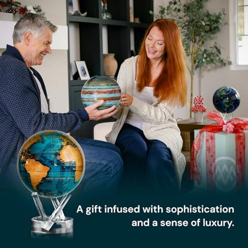 MOVA Self Rotating Globe, Cerulean Blue and Gold Signature (6")