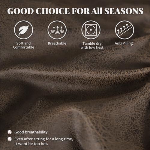 ANARACHON Faux Leather Fabric Sofa Slipcover (Brown-02, 1Piece-Loveseat)