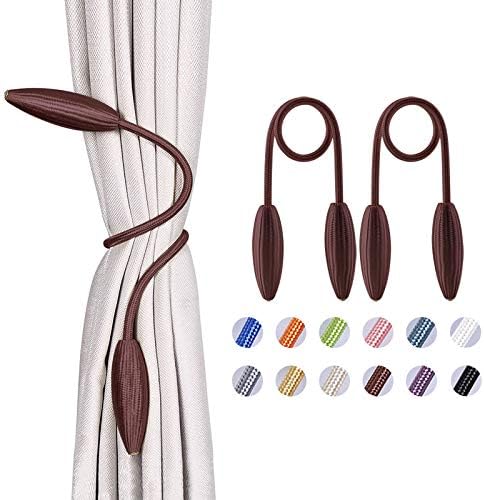 NICEEC 2 Pack DIY Curtain Tiebacks Clips Crystal Decorative Creative Twist Drape Tie Backs European Style Random Modelling Curtain Holdbacks for Home Kitchen Office Window Drapery (Brown)