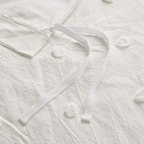 Intelligent Design Cotton Jacquard Pompom Ivory King Duvet Cover Set, 7pc