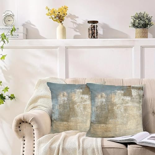 Throw Pillow Covers for Couch, 20x20 Inch, Set of 2, Beige Grey