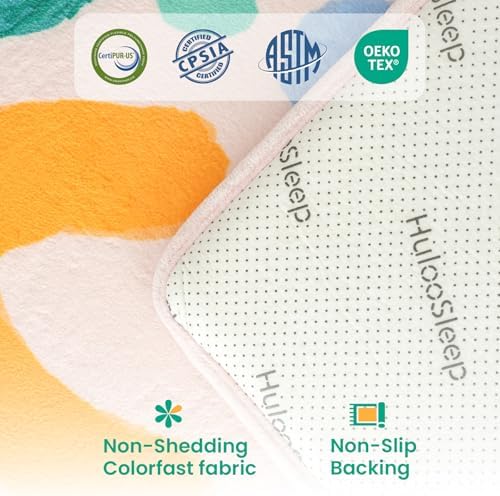 Baby Play Mat for Floor,1.3" Thick Cushioned Playpen Mat 50"x50",Extra Soft Elasti-Foam,Water Repellent Coral Velvet,Non-Slip for Crawling&Tummy Time,Infant Toddler Kids Nursery Rug(Doodle)