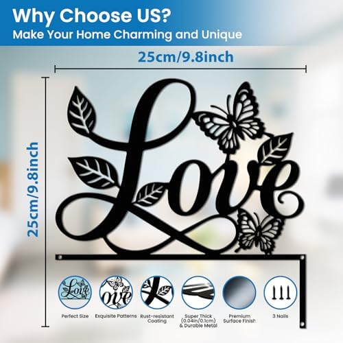 CUTHOLLOW Love and Butterfly Door Topper Sign Metal Wall Art Decor