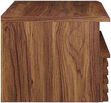 Modway Render Mid-Century Modern, Wall-Mount Nightstand, Walnut