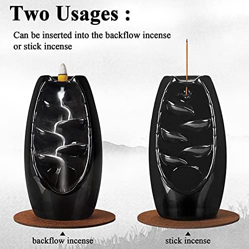 SPACEKEEPER Ceramic Backflow Incense Holder Waterfall Incense Burner, Black
