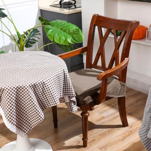Havawish Extra Wide Dining Chair Seat Covers, Light Coffee, Velvet, 1 Pcs