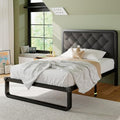Einhomn Twin Size Bed Frame with Linen Tufted Headboard, Heavy Duty Metal Platform Bed Frame with U-Shaped Foundation, 12" Underbed Space, Noise Free, No Box Spring Needed, Easy Assembly, Dark Grey