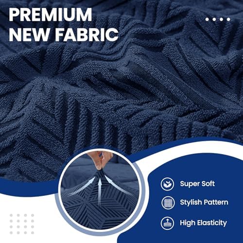 YEMYHOM Pack of 2 Throw Pillow Covers 18 x 18 Inch High Stretch Jacquard Pillowcase for Couch Sofa Living Room Home Decor, Navy