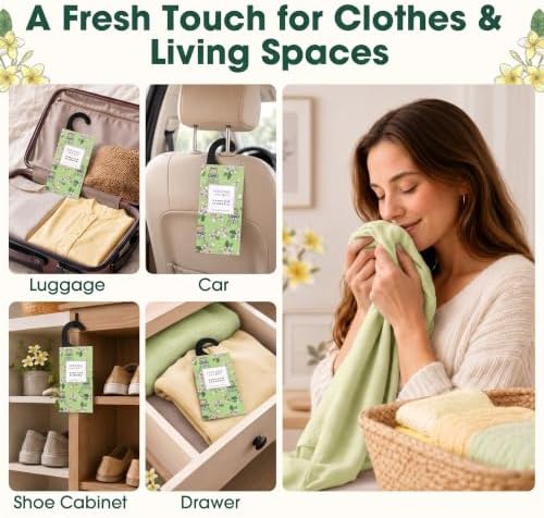 Large 12 Packs Hawaiian Plumeria Hanging Scented Sachets Long-Lasting Closet Deodorizer Air Freshener Fabric Refresher Odor Eliminator for Drawer Home Fragrance Gift Set