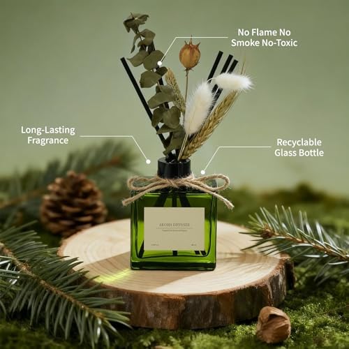 Reed Diffuser, 6 oz Vanilla Cream Scent Diffuser with 7 Sticks, 90 Days Long Lasting Reed diffusers for Home, Elegant Fragrance for Bathroom Bedroom Office Decor, Air Fresh