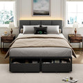 Furnulem Full Size Bed Frame with Upholstered Headboard & 2 Storage Drawers