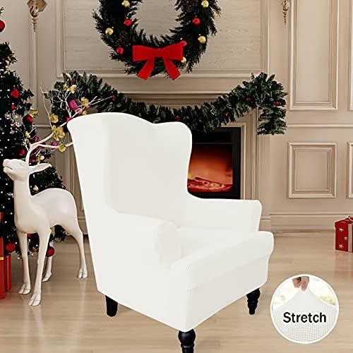 Easy-Going Stretch Wingback Chair Sofa Slipcover Cream