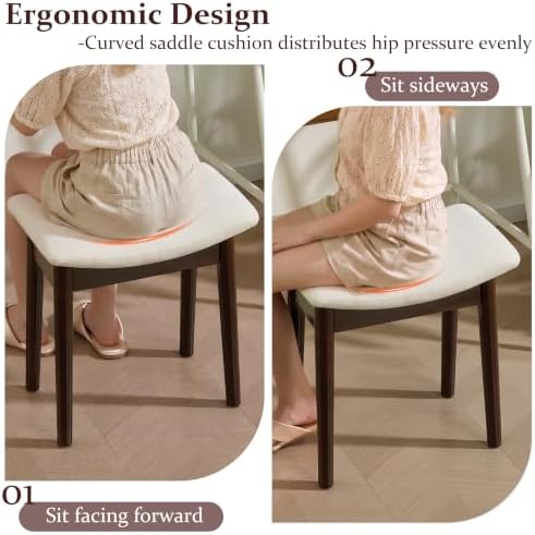 Royal Windsor Vanity Stool, 18" H Makeup Chair,Small Ottoman Stool