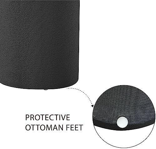 Get Set Style Modern Round Ottoman with Soft Padded Seat, Vanity Stool for Makeup, Upholstered Foot Stool for Living Room, Bedroom