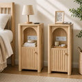 Narrow Nightstand Set of 2 with Charging Station Slim Bedside Table