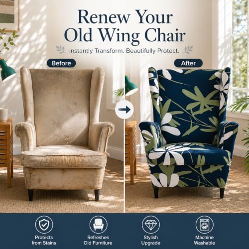 NILUOH Stretch Wingback Chair Slipcovers 2-Piece