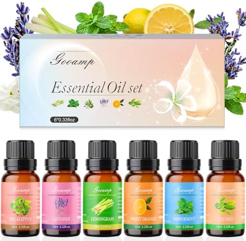 Gooamp Essential Oils Set-Top 6 Organic Blends Scents for Diffuser for Home