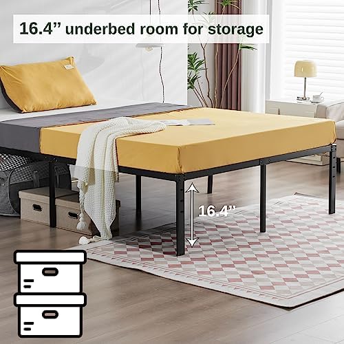 Bonnlo 18 Inch Metal Platform Full Bed Frame, Double Bed Base Mattress Foundation Replacement,Heavy Duty Steel Slat Support,No Box Spring Needed,Black