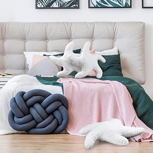 Fumete Starfish Pillow Beach Starfish Shaped Throw Pillows 20'' Stuffed Animal Cute Plush Coastal Decor Ocean Star Pillow Plush Cushion for Bedroom Living Room Sofa Couch(White,2 Pcs)