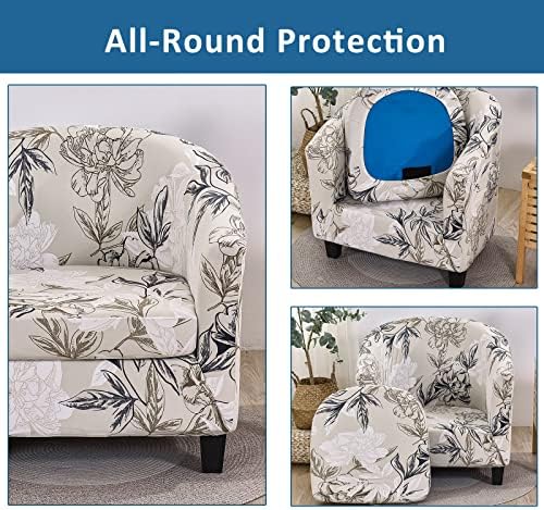 NILUOH Club Chair Slipcover 2 Piece Stretch Tub Chair Cover Round Barrel Chair Covers Non Slip Armchair Covers Couch Covers with Elastic Bottom for Bar Counter Living Room (35)