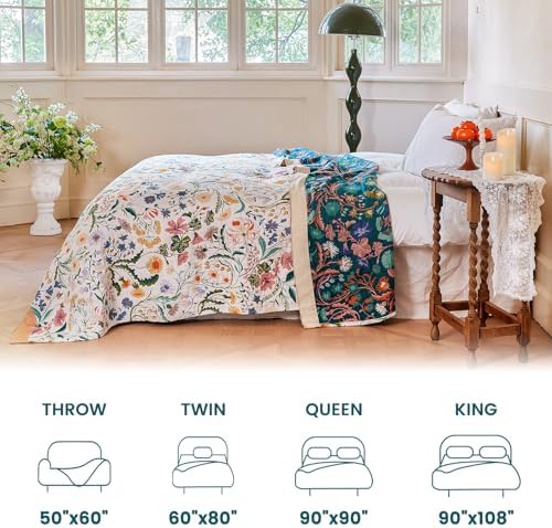 MSGKV Boho Throw Blanket 60"x80" Cotton Floral Blanket for Couch Bed Decor