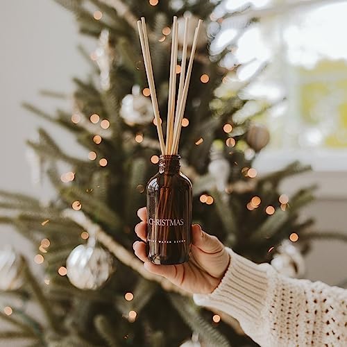 Sweet Water Decor Christmas Reed Diffuser Set - Christmas Scented Reed Diffuser w/Fresh Cut Trees and Orange Scent - Reed Diffusers for Home with Long Lasting Fragrance - Non-Toxic Oil Reed Diffuser