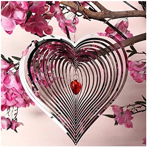 DJUAN Wind Spinner Outdoor Metal Decorations,3D Red Heart Wind Spinners for Yard and Garden, Mirror Stainless Steel Wind Sculptur Spinner Indoor Outdoor Garden Decoration Crafts Ornaments Worth Gift