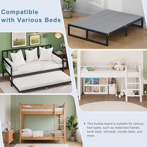 Lutown-Teen Bunkie Board Full High-Density Polymer Bed Support, Gray