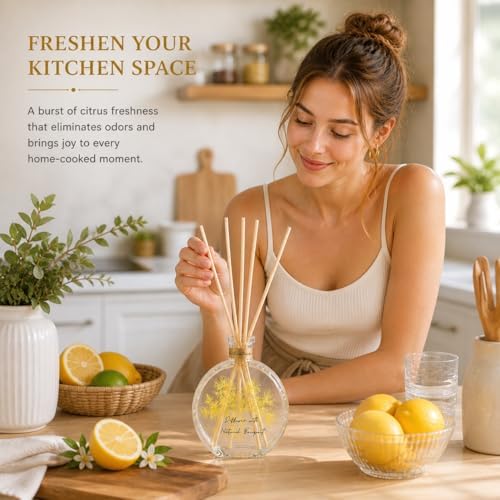 Citrus Reed Diffuser, Fresh Lemon & Orange Scent, 3.5 Fl Oz