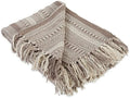DII Braided Striped Throw Blanket, 50x60, Stone on Cream