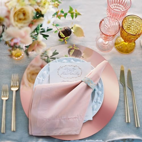 KesaPlan 100PCS Round Rose Gold Placemats, Disposable Paper Chargers Plate