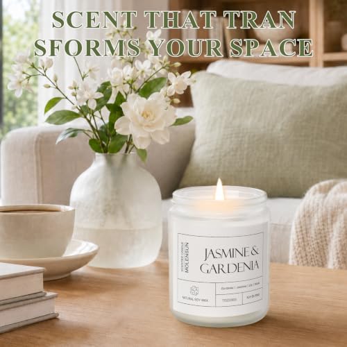 Molensun Gardenia & Jasmine Scented Candle, 7 oz Soy Wax Candle