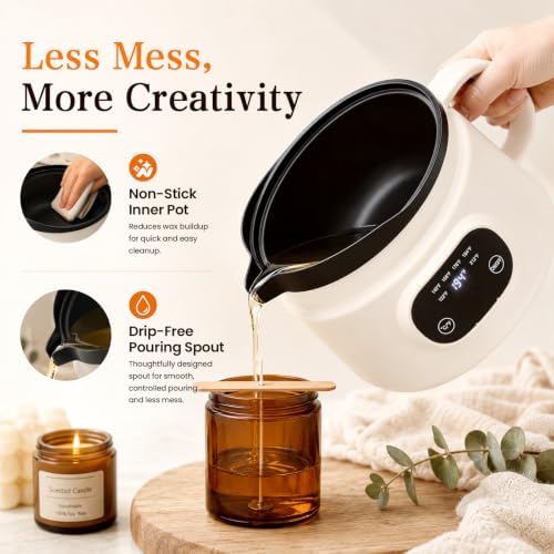 Candle Making Kit with 1.8L Electric Wax Melter 2LB Soy Wax, DIY Candle Kit