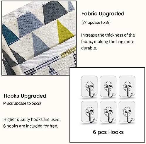 Kanrichu 2pcs Large Wall Hanging Organizer Bag, Linen Fabric Door Hanging Storage Baskets with Pockets, Waterproof Bin for Kitchen, Bedroom, Office, RV Camper (Colors)