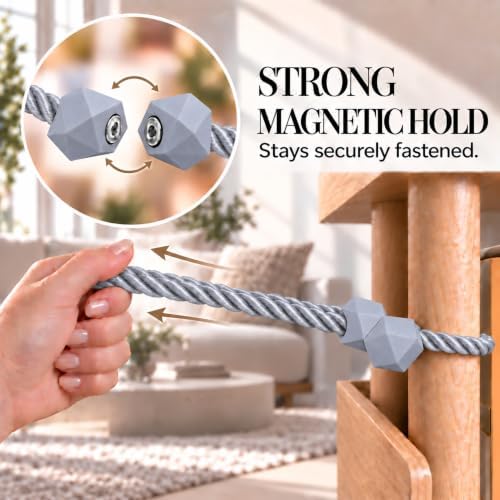 NazTur Magnetic Curtain Tiebacks, Curtain Ties, No-Drill Holdbacks (4 Pack)