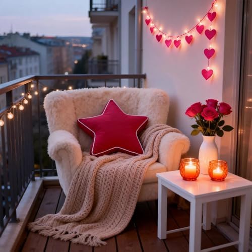 Star Pillow - 22 Inches Decorative Throw Pillows Floor Cushion Large Accent Pillow for Sofa Bed Couch Bedroom Red