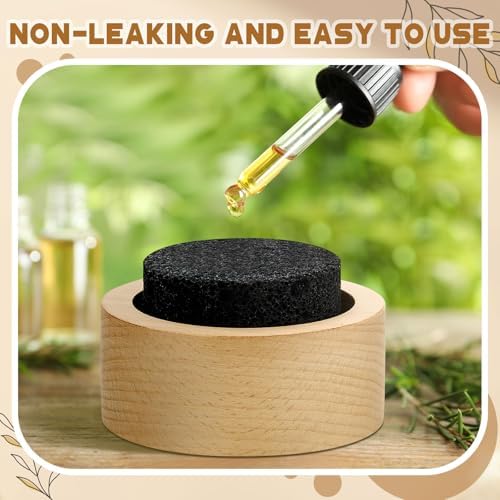 Chunful 6 Pcs Lava Rock Passive Diffuser for Essential Oils, Beech Wood