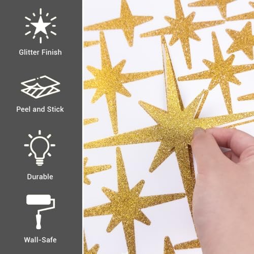 120 Pcs Glitter Gold Star Wall Decals