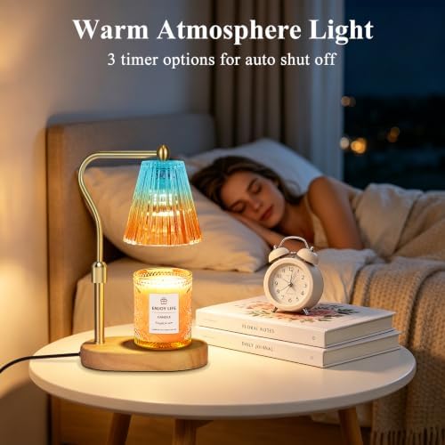 seenlast Blue Red Candle Warmer Lamp with Timer Dimmer Adjustable Height,Mothers Day Gifts,Electric Wax Warmer Vintage Home Decor for Scented Jar Candles,Birthday Gifts for Women