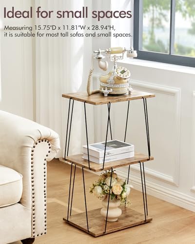KJGKK Tall Side Table, Small End Table, 29 inch High Entryway Table, Bedside Table for Living Room, Bedroom and Office, Greige & Black