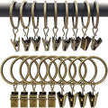 100 Pack Metal Curtain Rings with Clips, 1.26 in ID, Bronze