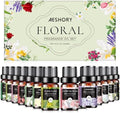 Floral Essential Oils Set - 14 Pcs Fragrance Oil for Diffusers, Aromatherapy, Candle Making - Lavender, Geranium, Rose, Jasmine, Gardenia Aromatherapy Essential Oils Kit