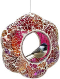 Sunnydaze Mosaic Glass Bird Feeder for Outdoors, Pearl Pink Flower