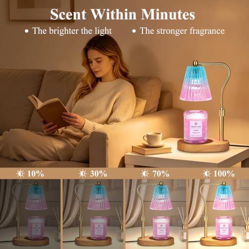 seenlast Purple Candle Warmer Lamp with Timer Dimmer Adjustable Height,Mothers Day Gifts,Electric Wax Warmer Vintage Home Decor for Scented Jar Candles,Birthday Gifts for Women